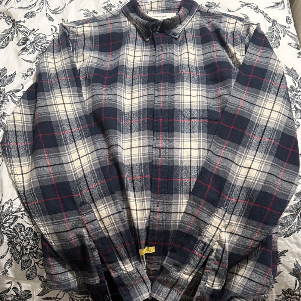 Abercrombie & Fitch Plaid Flannel Shirt in Navy and Red